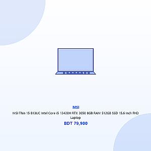 MSI Thin 15 B13UC Intel Core i5 13420H RTX 3050 8GB RAM 512GB SSD 15.6 Inch FHD Laptop